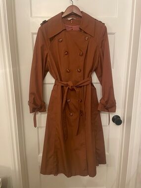 Rust Brown Double-Breasted Vintage Trench Coat